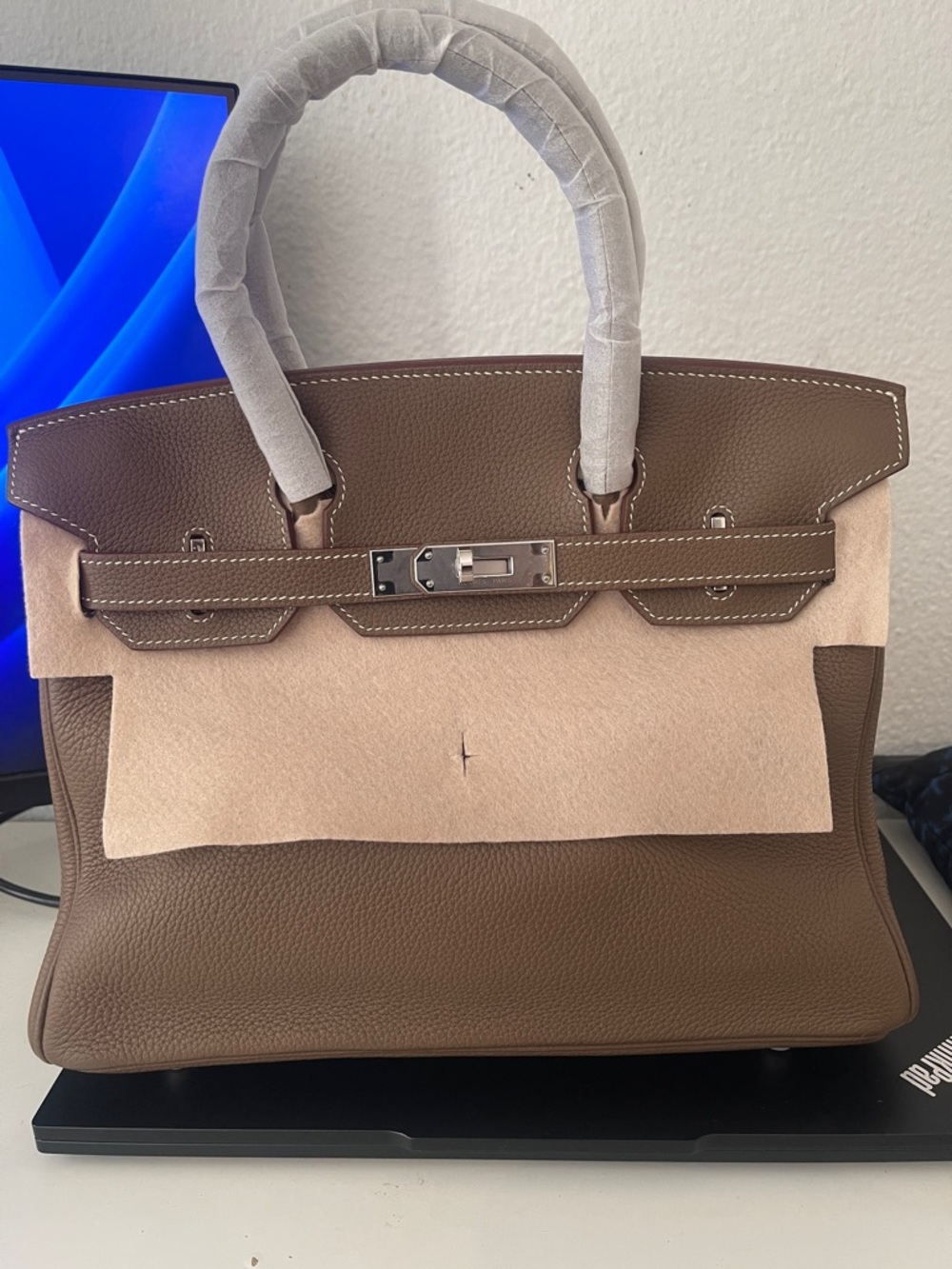 Classic Brown Leather Satchel with Silver Hardware - Picture 8 of 11